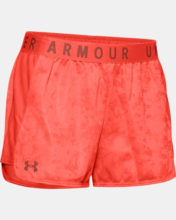 Women's UA Play Up Jacquard Shorts, Orange, pdpMainDesktop image number 4